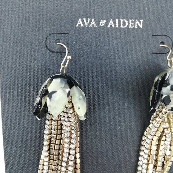 Ava & Aiden Dangly Metallic Rhinestone Earrings - Picture 3 of 5